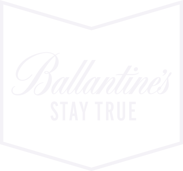 Ballantines chevron logo, stay true text